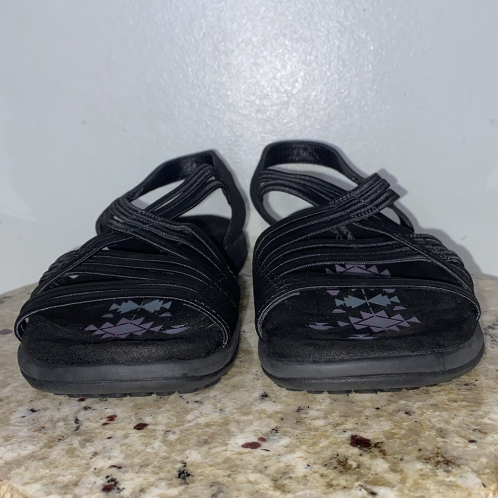 Skechers Reggae Slim Sunnyside Stretch Fit Woven Strap Black Sandals Women Sz 6 - Picture 8 of 16
